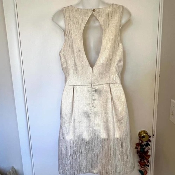 ANTHROPOLOGIE SANCTUARY GOLD SIMMERY DRESS KEYHOLE BACK SIZE SMALL - Picture 16 of 16
